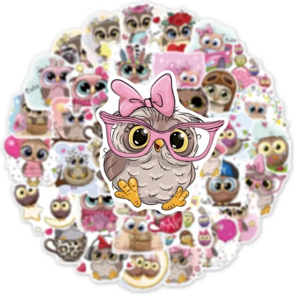50pcs Cartoon Owl Stickers - No Repeats - Scrapbook Decals - Picture 3 of 4